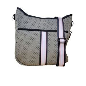 Neoprene Crossbody Gray, Pink, and Black With Removable Strap